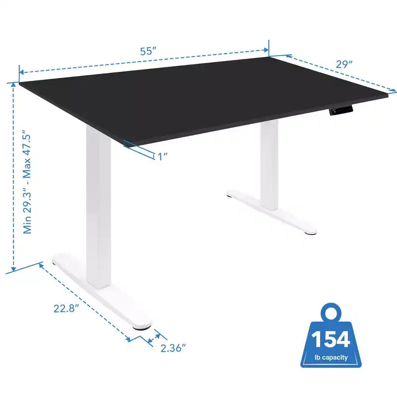 Bureau assis-debout électrique Mount-It! avec plateau – Blanc/Noir
