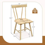 Costway Lot de 2 chaises de salle à manger Windsor sans accoudoirs en bois massif de caoutchouc Noir/Blanc/Naturel
