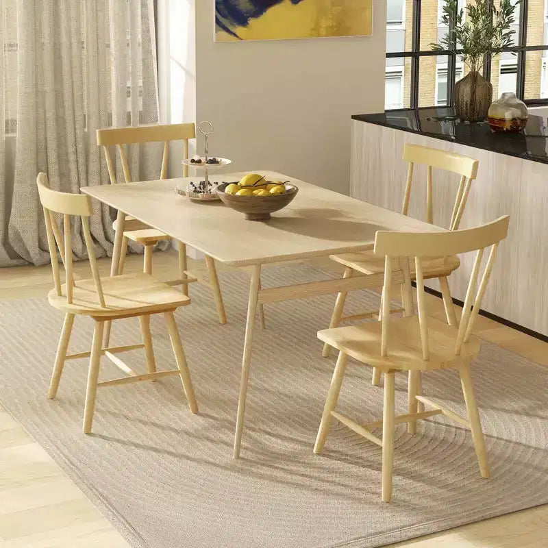 Costway Lot de 2 chaises de salle à manger Windsor sans accoudoirs en bois massif de caoutchouc Noir/Blanc/Naturel