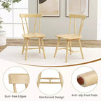 Costway Lot de 2 chaises de salle à manger Windsor sans accoudoirs en bois massif de caoutchouc Noir/Blanc/Naturel