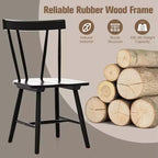 Costway Lot de 2 chaises de salle à manger Windsor sans accoudoirs en bois massif de caoutchouc Noir/Blanc/Naturel
