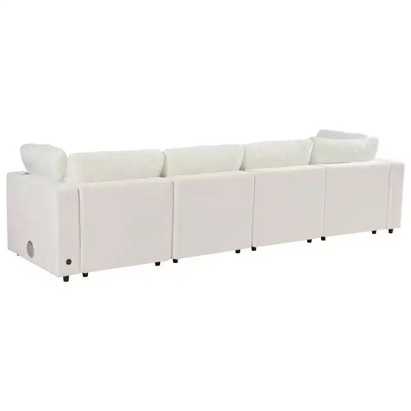 Canapé modulaire rembourré avec ports de charge USB, chargement sans fil et haut-parleur Bluetooth intégré-ModernLuxe