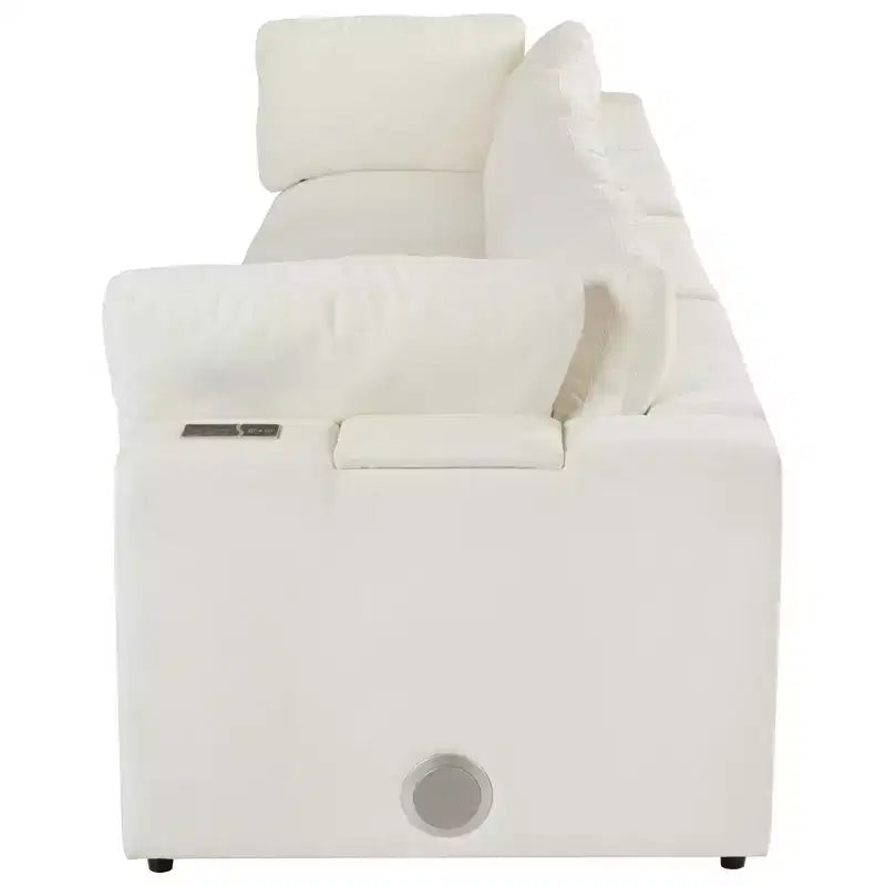 Canapé modulaire rembourré avec ports de charge USB, chargement sans fil et haut-parleur Bluetooth intégré-ModernLuxe