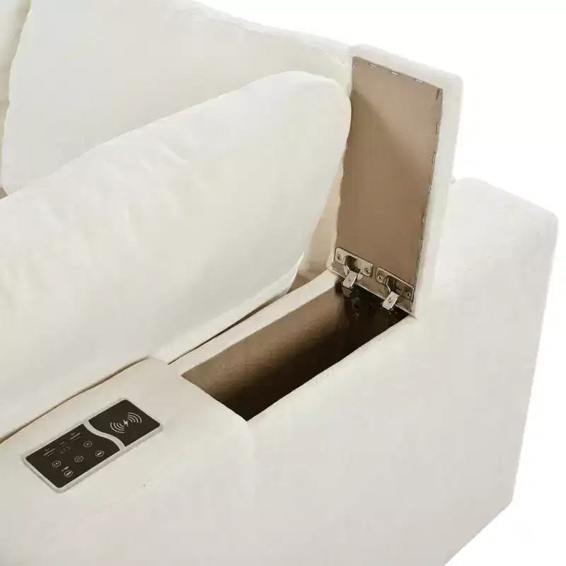 Canapé modulaire rembourré avec ports de charge USB, chargement sans fil et haut-parleur Bluetooth intégré-ModernLuxe