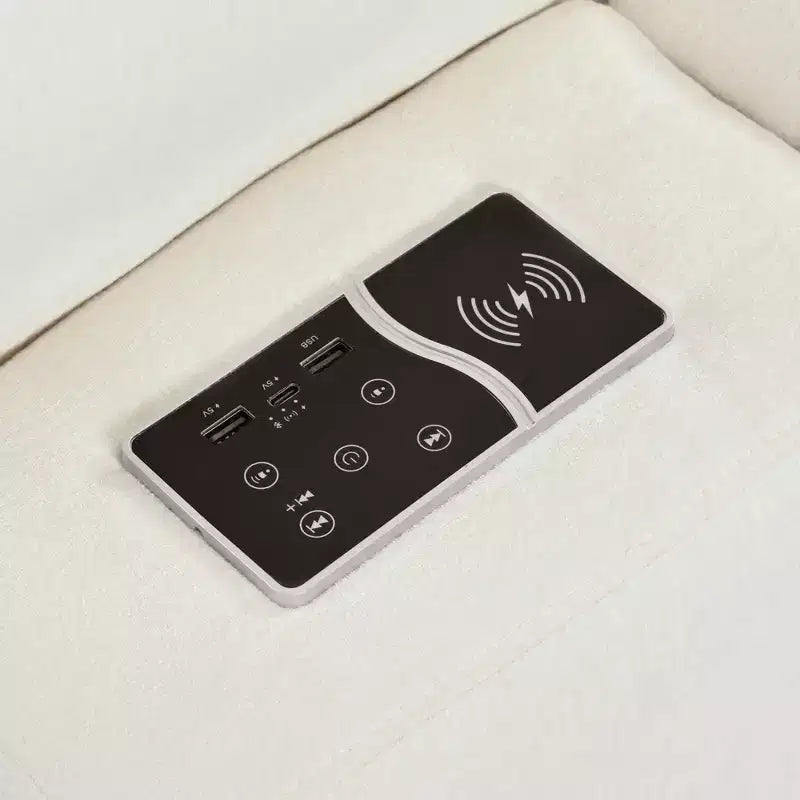 Canapé modulaire rembourré avec ports de charge USB, chargement sans fil et haut-parleur Bluetooth intégré-ModernLuxe