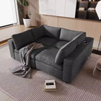 Canapé modulaire rembourré avec ports de charge USB, chargement sans fil et haut-parleur Bluetooth intégré-ModernLuxe