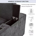 Canapé modulaire rembourré avec ports de charge USB, chargement sans fil et haut-parleur Bluetooth intégré-ModernLuxe