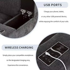 Canapé modulaire rembourré avec ports de charge USB, chargement sans fil et haut-parleur Bluetooth intégré-ModernLuxe