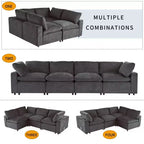 Canapé modulaire rembourré avec ports de charge USB, chargement sans fil et haut-parleur Bluetooth intégré-ModernLuxe
