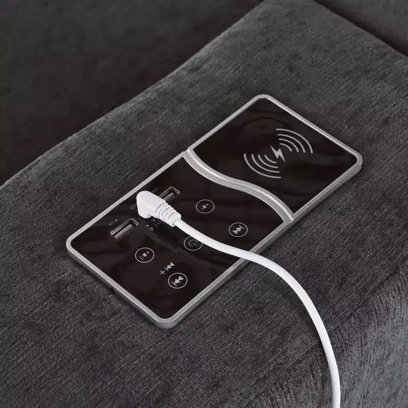 Canapé modulaire rembourré avec ports de charge USB, chargement sans fil et haut-parleur Bluetooth intégré-ModernLuxe