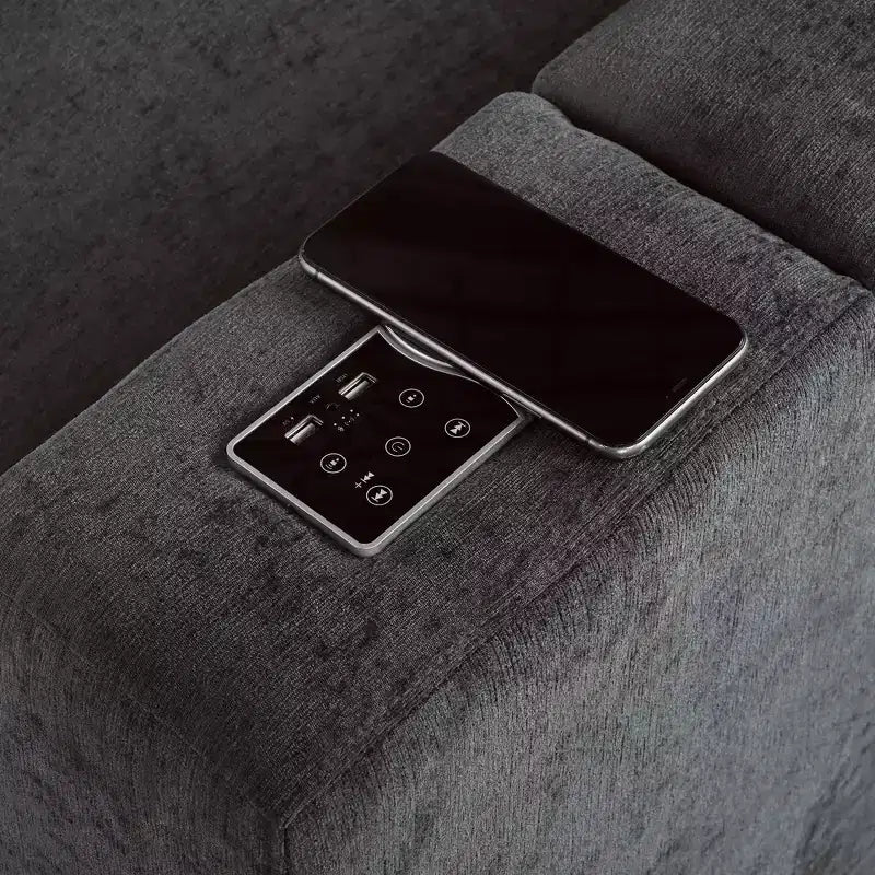 Canapé modulaire rembourré avec ports de charge USB, chargement sans fil et haut-parleur Bluetooth intégré-ModernLuxe