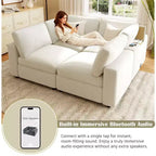 Canapé modulaire rembourré avec ports de charge USB, chargement sans fil et haut-parleur Bluetooth intégré-ModernLuxe