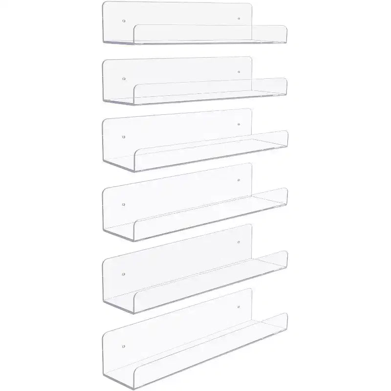 Sorbus Lot de 6 étagères flottantes murales transparentes – Parfait pour exposer livres, décorations, organiser la cuisine et plus encore