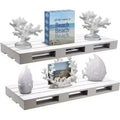 Set of 2 (7 D x 17 W x 1.75 H) Sorbus Floating Pallet Style Shelves - for Home Dcor, Living Room, Bathroom, Bedroom, Nursery, etc (Gray White)