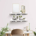 Lot de 2 étagères flottantes de style palette Sorbus (17,78 cm P x 43,18 cm L x 4,45 cm H) – pour la décoration intérieure, le salon, la salle de bain, la chambre, la crèche, etc. (Blanc gris)