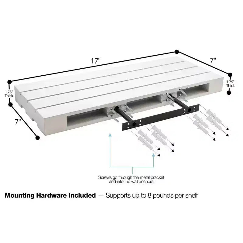 Lot de 2 étagères flottantes de style palette Sorbus (17,78 cm P x 43,18 cm L x 4,45 cm H) – pour la décoration intérieure, le salon, la salle de bain, la chambre, la crèche, etc. (Blanc gris)