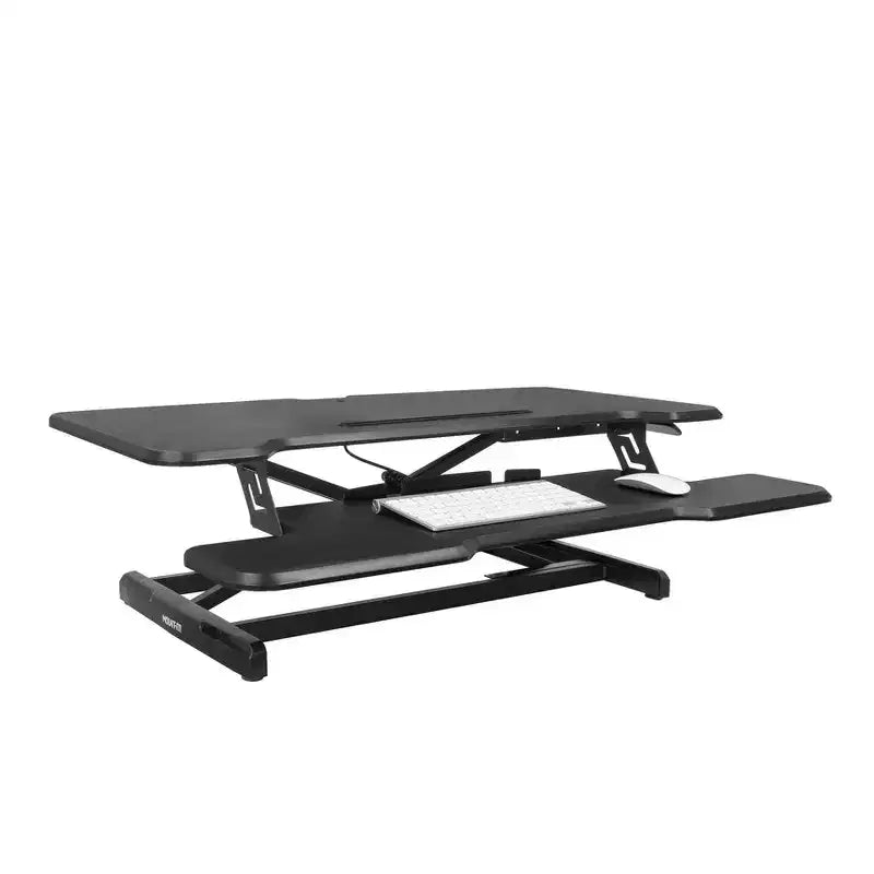 Mount-It! Convertisseur de bureau debout à hauteur réglable | Rehausseur de bureau debout de 96,5 cm de large avec ressort à gaz et plateau pour clavier pouvant accueillir deux moniteurs | Noir