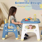 Table et 2 chaises pour enfants Costway, bureau d'activités artistiques avec étagère de rangement et blocs de construction