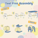 Table et 2 chaises pour enfants Costway, bureau d'activités artistiques avec étagère de rangement et blocs de construction