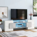 Versatile TV Stand for TVs up to 80 with 2 Lighted Glass Shelves and LED Color Changing Lights - ModernLuxe