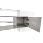 Meuble TV polyvalent pour téléviseurs jusqu'à 80 pouces avec 2 étagères en verre éclairées et lumières LED à changement de couleur - ModernLuxe