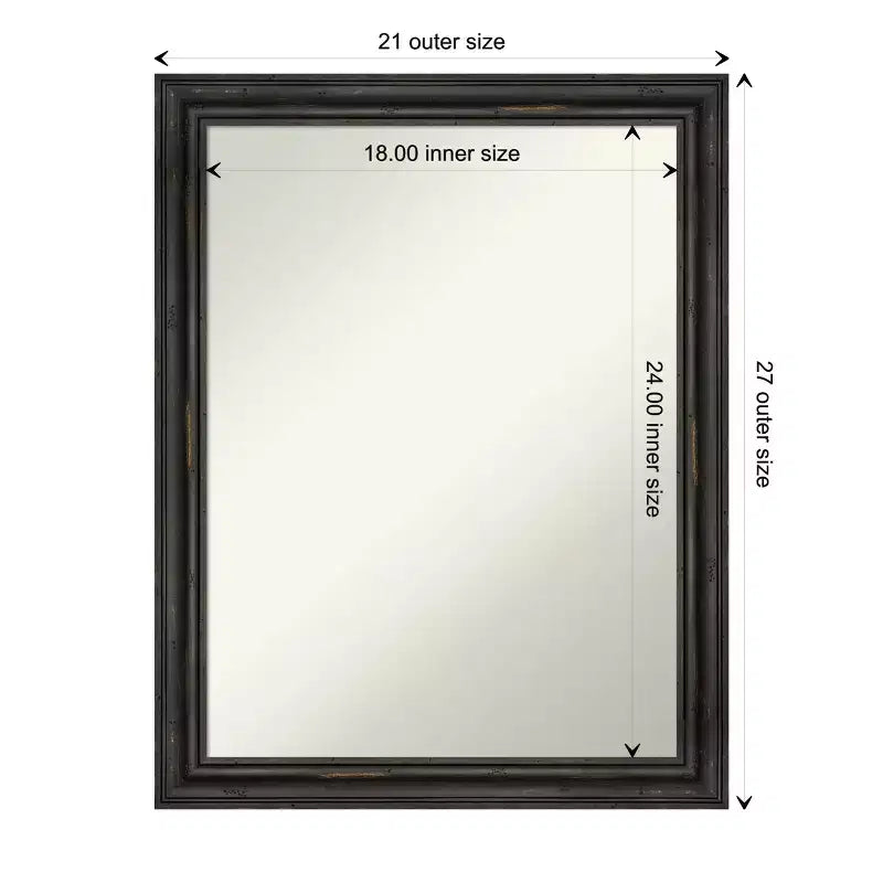 Miroir mural de salle de bain Amanti Art en bois de pin rustique, étroit et sans biseau