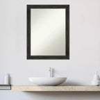 Miroir mural de salle de bain Amanti Art en bois de pin rustique, étroit et sans biseau