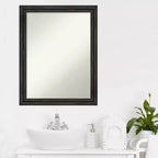 Miroir mural de salle de bain Amanti Art en bois de pin rustique, étroit et sans biseau