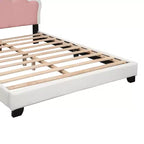 Lit plateforme pleine/double, cadre de lit de princesse rembourré avec tête de lit en forme de couronne - ModernLuxe