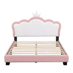 Lit plateforme pleine/double, cadre de lit de princesse rembourré avec tête de lit en forme de couronne - ModernLuxe