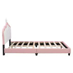 Lit plateforme pleine/double, cadre de lit de princesse rembourré avec tête de lit en forme de couronne - ModernLuxe