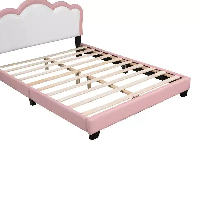 Lit plateforme pleine/double, cadre de lit de princesse rembourré avec tête de lit en forme de couronne - ModernLuxe