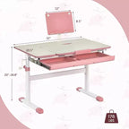Costway Bureau d'étude pour enfants, réglable en hauteur, avec plateau inclinable et support de livre Bleu/Rose
