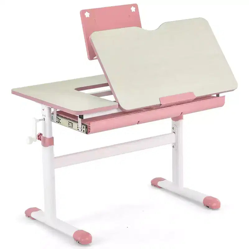Costway Bureau d'étude pour enfants, réglable en hauteur, avec plateau inclinable et support de livre Bleu/Rose