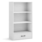 Costway Bibliothèque 4 niveaux 122 cm Étagère de présentation Rangement avec étagères et tiroir Gris/Blanc/Naturel