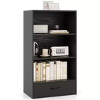 Costway 4-Tier Bookcase 48'' Display Bookshelf Storage Organizer with Shelves & Drawer Grey/White/Natural