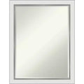Amanti Art Eva White Silver Narrow Petite Bevel Bathroom Wall Mirror 27 x 21 in.