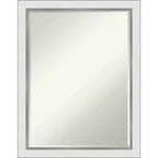 Amanti Art Eva White Silver Narrow Petite Bevel Bathroom Wall Mirror 27 x 21 in.