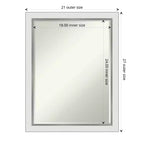 Miroir mural de salle de bain biseauté étroit Amanti Art Eva blanc argenté 27 x 21 po