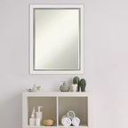 Miroir mural de salle de bain biseauté étroit Amanti Art Eva blanc argenté 27 x 21 po