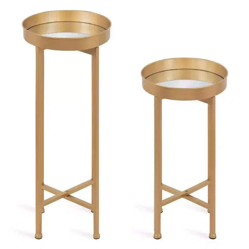 Ensemble de tables d'appoint rondes pliables en métal Celia de Kate and Laurel