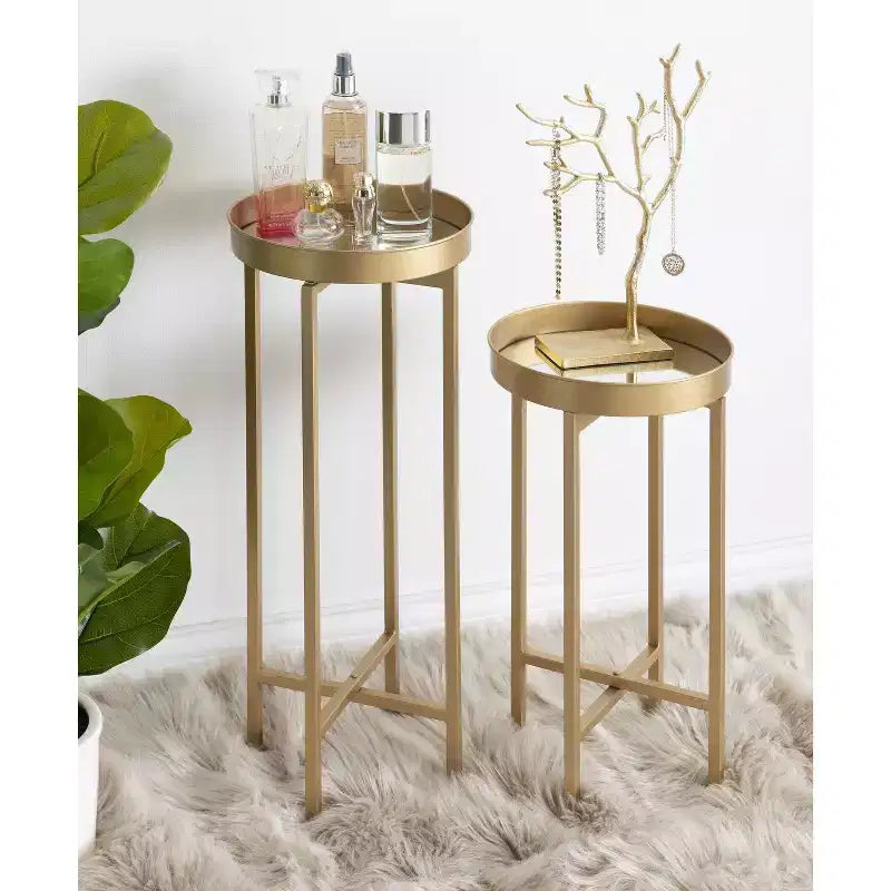 Ensemble de tables d'appoint rondes pliables en métal Celia de Kate and Laurel