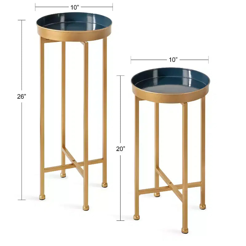 Ensemble de tables d'appoint rondes pliables en métal Celia de Kate and Laurel