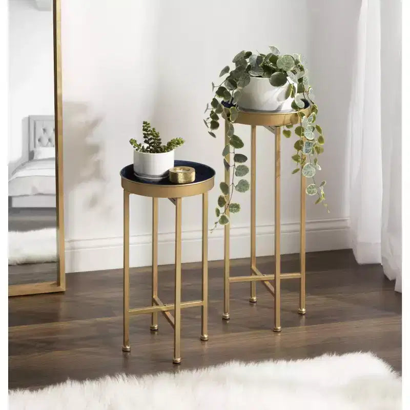 Ensemble de tables d'appoint rondes pliables en métal Celia de Kate and Laurel