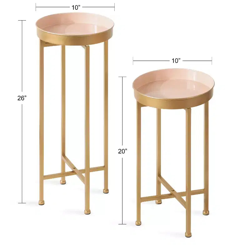 Ensemble de tables d'appoint rondes pliables en métal Celia de Kate and Laurel