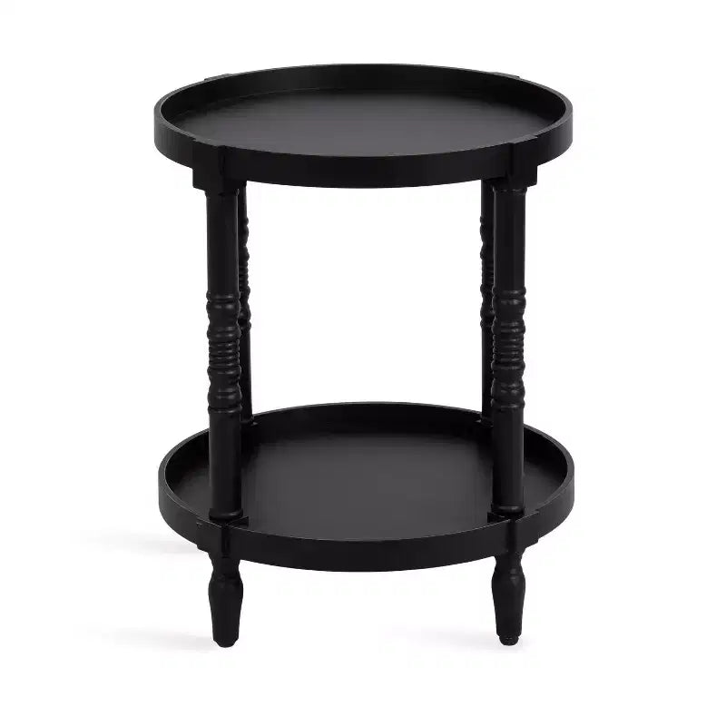 Table d'appoint ronde en bois Bellport de Kate and Laurel avec étagère