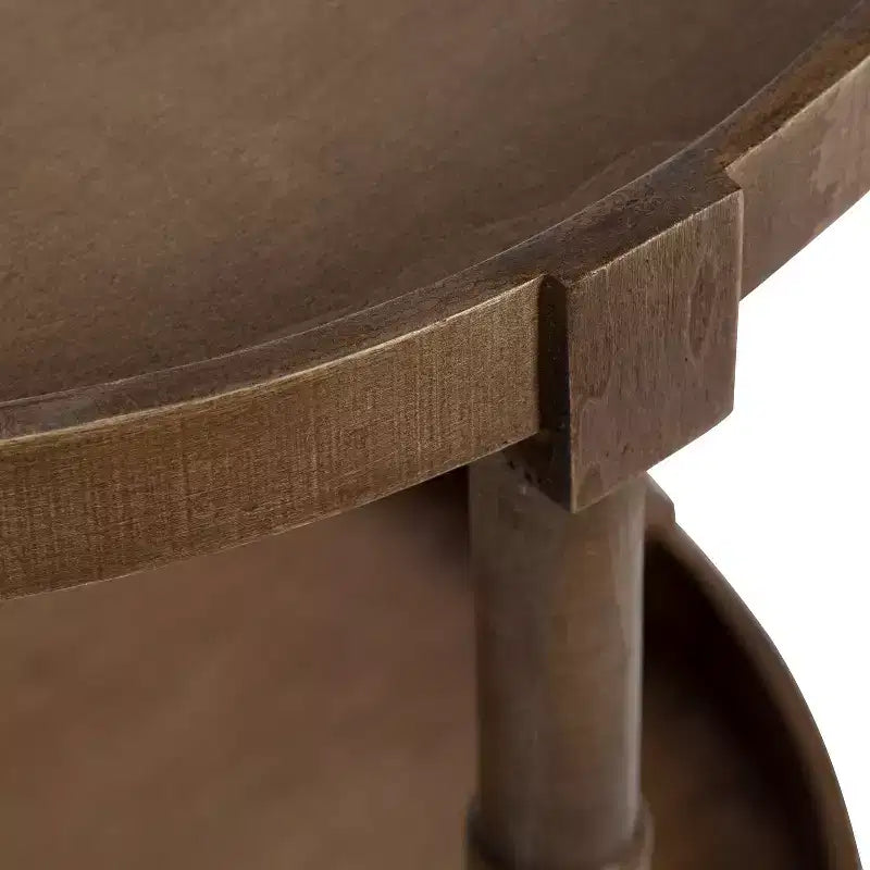 Table d'appoint ronde en bois Bellport de Kate and Laurel avec étagère