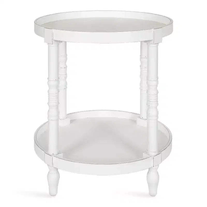Table d'appoint ronde en bois Bellport de Kate and Laurel avec étagère