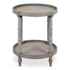 Table d'appoint ronde en bois Bellport de Kate and Laurel avec étagère