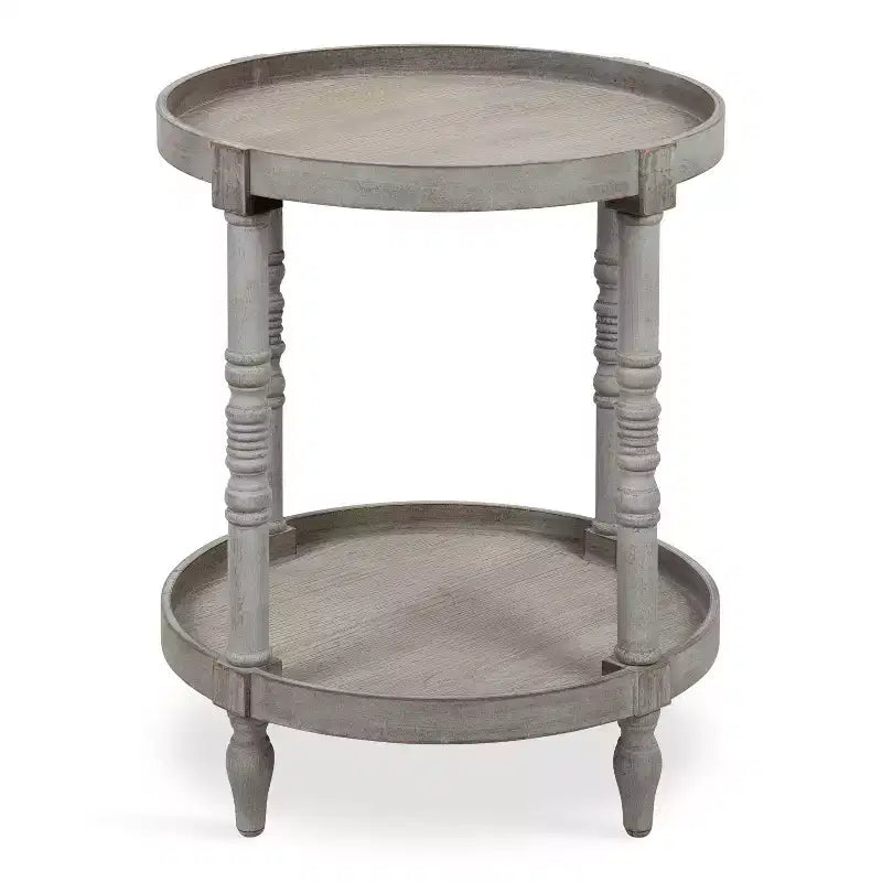 Table d'appoint ronde en bois Bellport de Kate and Laurel avec étagère
